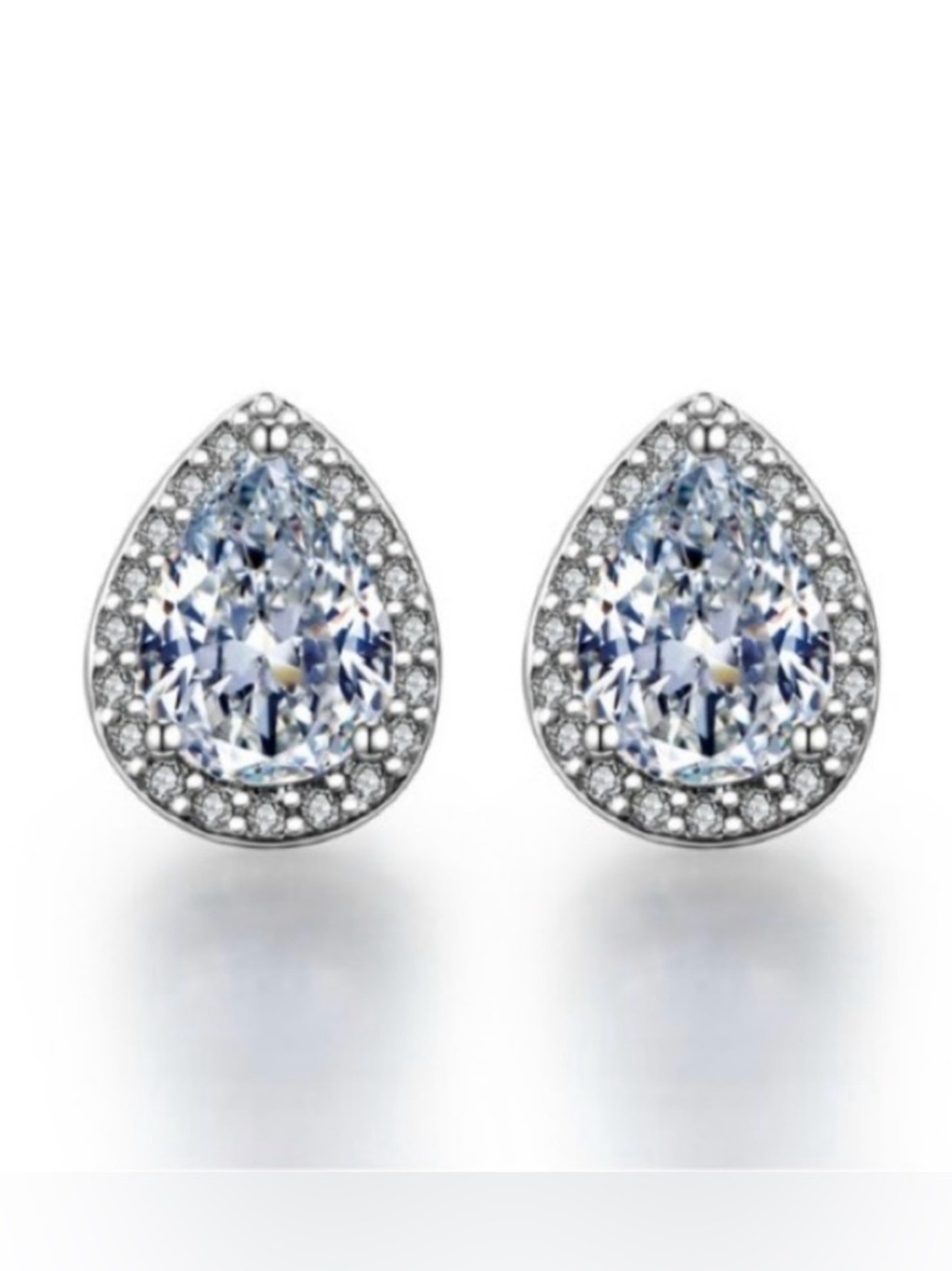 Pear Shaped CZ Stud Earrings